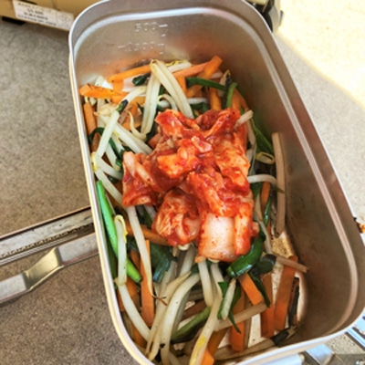 BBQの残り肉で!ユッケジャンスープ