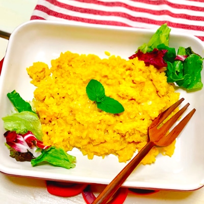 コンビニ商品だけで！甘さほっこりかぼちゃのチーズリゾット